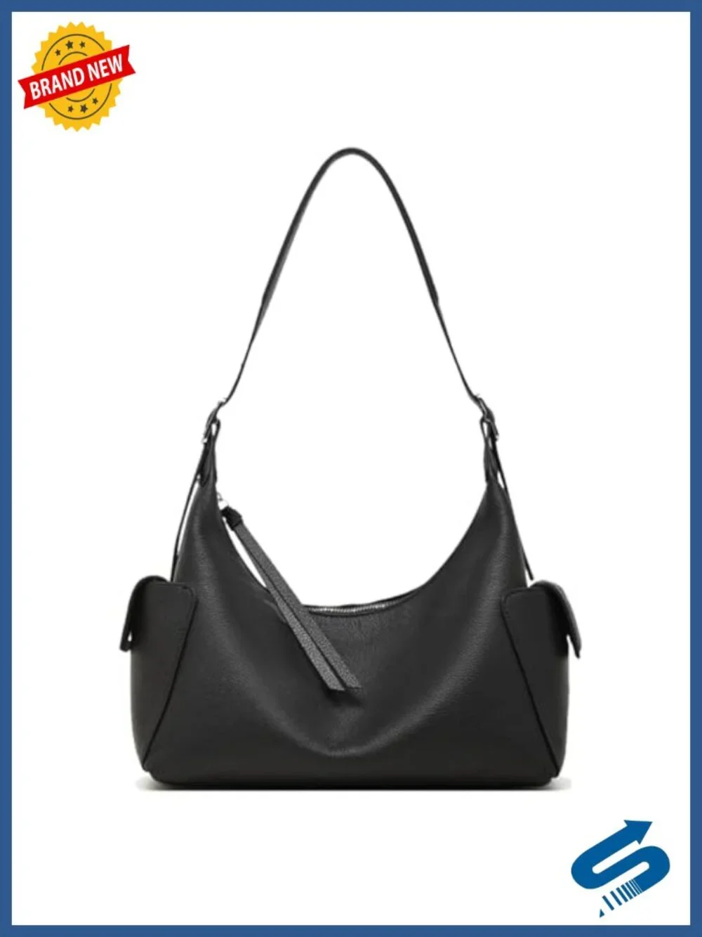 Genuine Leather Hobo Handbag Tote Shoulder Bag Crossbody Purse with Dual Side